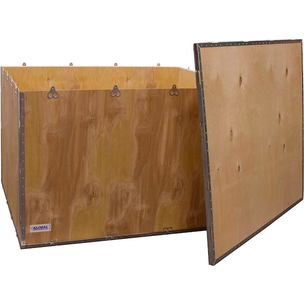 Global Industrial 47.25 in x 39.25 in x 29.5 in 6 Panel Shipping Crate, Brown, Plywood B2352215 - main
